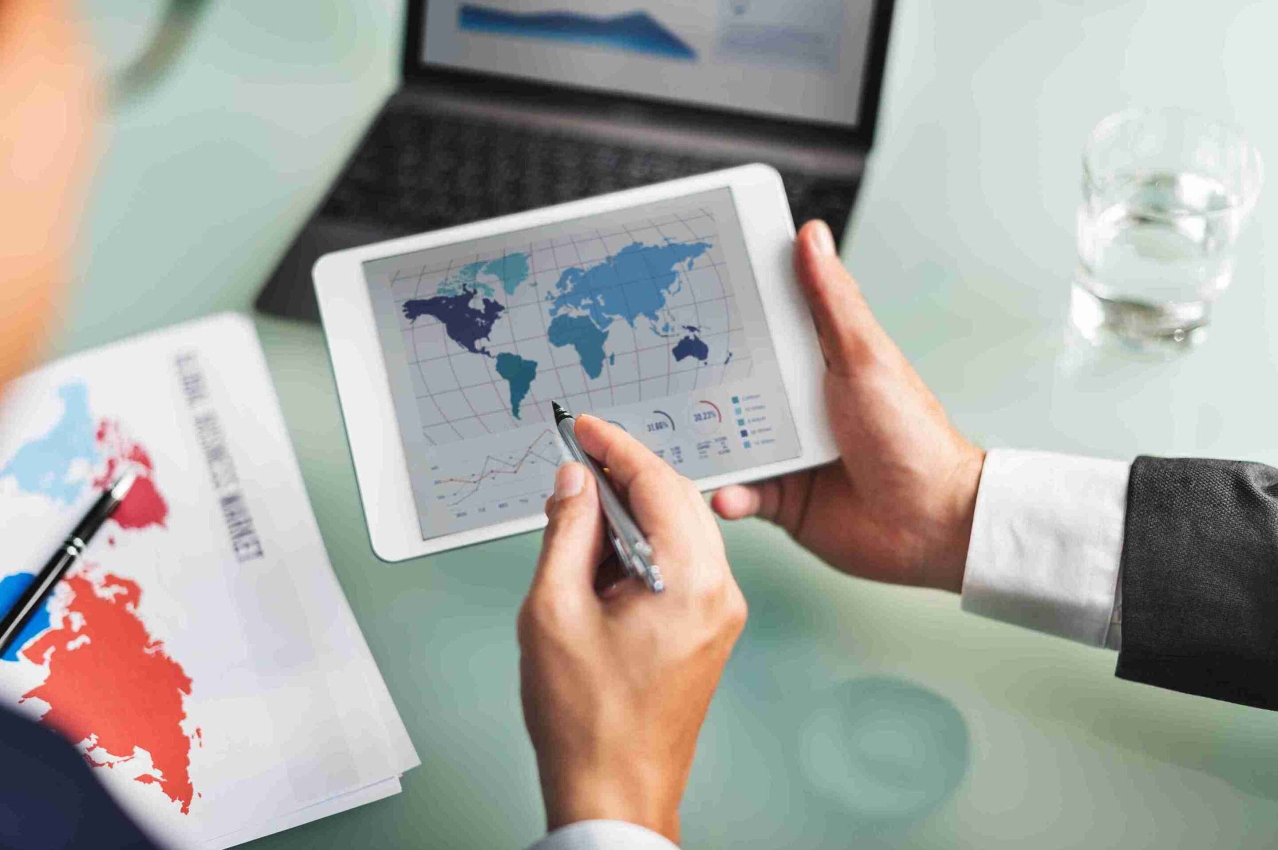 business people working data